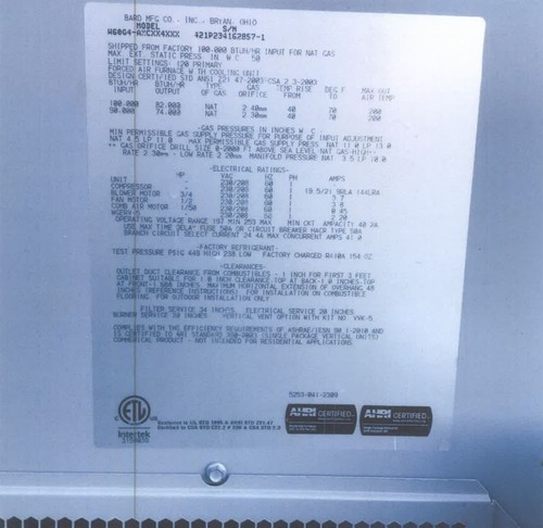 Bard w60g4 axc - bard, air